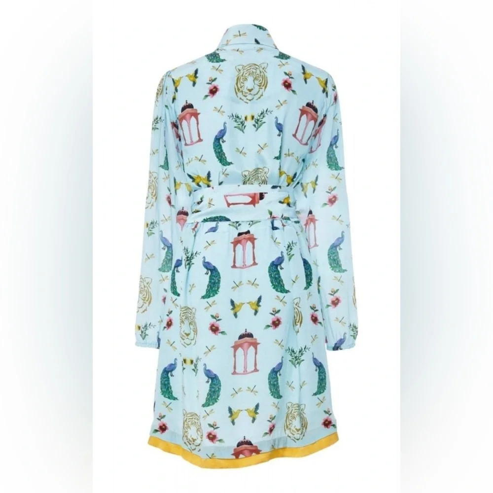 Verandah Resort Tropical Wrap Tie Mini Dress in Blue Porcelain size X-Small NWT - Picture 5 of 8